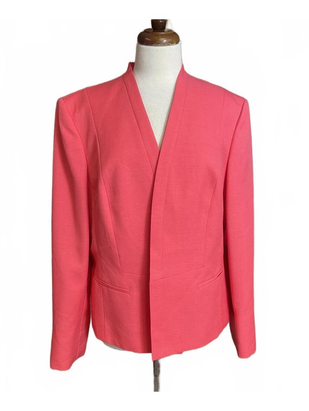 Evan-Picone Black Label pink open-front blazer in size 18